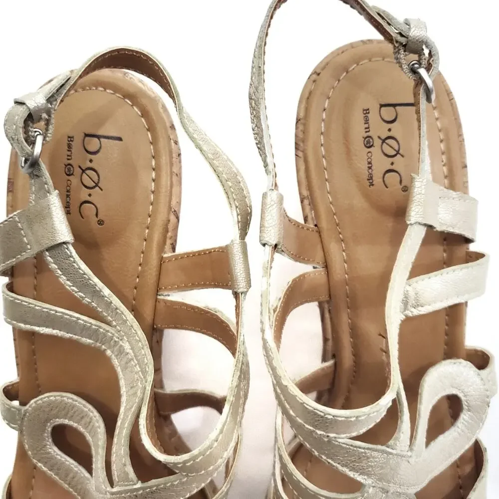 NEW Born BOC | Jayna Natural Leather Wedge Sandals